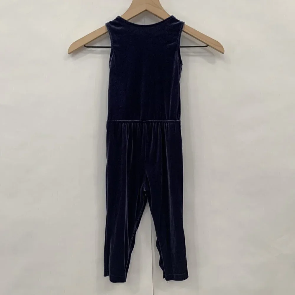 Genuine Kids Navy Velvet Romper